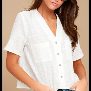 Lulus My Spirits white button up crop top